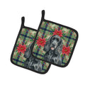 Black Cocker Spaniel Christmas PoinsettIas Pot Holder Set of 2 Heat Resistant Quilted Hot Pads 7.5 x 7.5 Inch, Insulated Kitchen Trivets for Cooking & Baking