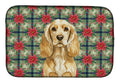 Buff Cocker Spaniel Christmas PoinsettIas Dish Drying Mat Absorbent Dish Drying Mat Pad for Kitchen Counter Dish Drainer Mat for Countertop, 14 x 21", Multicolor