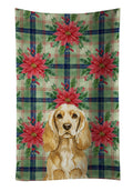Buff Cocker Spaniel Christmas PoinsettIas Kitchen Towel Velour Plush Front and Cotton Loop Back Machine Washable