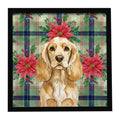 Buff Cocker Spaniel Christmas PoinsettIas Framed Metal Print Bathroom, Kitchen, Office, Home Decor Wall Art Ready to Hang, Square, 8X8