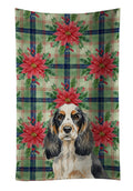 Parti Cocker Spaniel Christmas PoinsettIas Kitchen Towel Velour Plush Front and Cotton Loop Back Machine Washable
