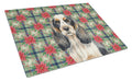 Parti Cocker Spaniel Christmas PoinsettIas Cutting Board Tempered Glass Kitchen Cutting Surface, Heat Resistant Chopping, Non-Slip Feet, Food Prep & Serving