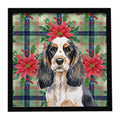 Parti Cocker Spaniel Christmas PoinsettIas Framed Metal Print Bathroom, Kitchen, Office, Home Decor Wall Art Ready to Hang, Square, 8X8