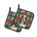 Parti Cocker Spaniel Christmas PoinsettIas Pot Holder Set of 2 Heat Resistant Quilted Hot Pads 7.5 x 7.5 Inch, Insulated Kitchen Trivets for Cooking & Baking