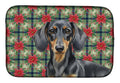 Black and Tan Dachshund Christmas PoinsettIas Dish Drying Mat Absorbent Dish Drying Mat Pad for Kitchen Counter Dish Drainer Mat for Countertop, 14 x 21", Multicolor