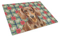 Chocolate and Tan Dachshund Christmas PoinsettIas Cutting Board Tempered Glass Kitchen Cutting Surface, Heat Resistant Chopping, Non-Slip Feet, Food Prep & Serving