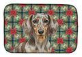 Dapple Dachshund Christmas PoinsettIas Dish Drying Mat Absorbent Dish Drying Mat Pad for Kitchen Counter Dish Drainer Mat for Countertop, 14 x 21", Multicolor
