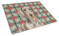 Dapple Dachshund Christmas PoinsettIas Cutting Board Tempered Glass Kitchen Cutting Surface, Heat Resistant Chopping, Non-Slip Feet, Food Prep & Serving