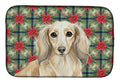 Longhaired Cream Dachshund Christmas PoinsettIas Dish Drying Mat Absorbent Dish Drying Mat Pad for Kitchen Counter Dish Drainer Mat for Countertop, 14 x 21", Multicolor