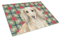 Longhaired Cream Dachshund Christmas PoinsettIas Cutting Board Tempered Glass Kitchen Cutting Surface, Heat Resistant Chopping, Non-Slip Feet, Food Prep & Serving