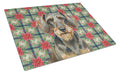 Wirehaired Wild Boar Dachshund Christmas PoinsettIas Cutting Board Tempered Glass Kitchen Cutting Surface, Heat Resistant Chopping, Non-Slip Feet, Food Prep & Serving