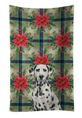 Dalmatian Christmas PoinsettIas Kitchen Towel Velour Plush Front and Cotton Loop Back Machine Washable