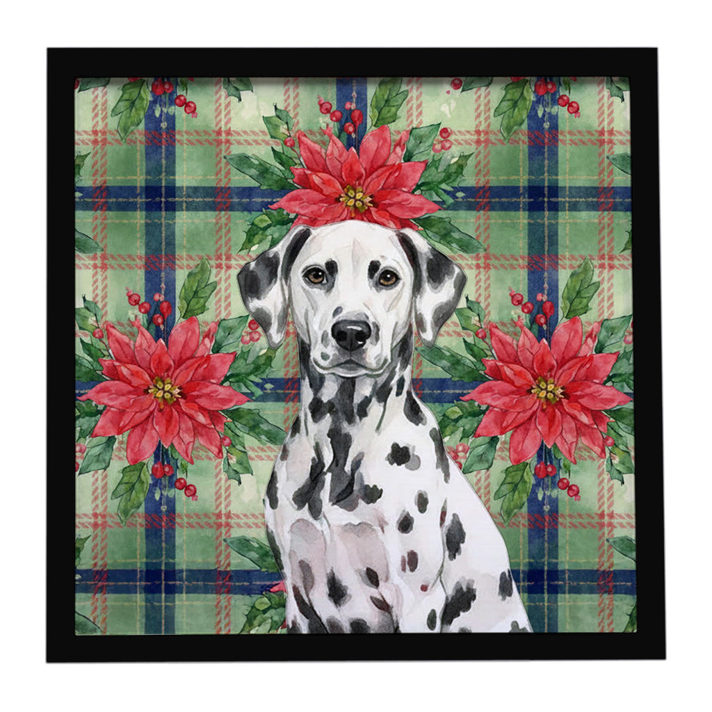 Dalmatian Christmas PoinsettIas Framed Metal Print Bathroom, Kitchen, Office, Home Decor Wall Art Ready to Hang, Square, 8X8