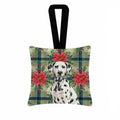 Dalmatian Christmas PoinsettIas Hanging Square Fabric Ornament 3.5 � 3.5 Decorative Door-Knob & Tree Hanger, Soft Fabric