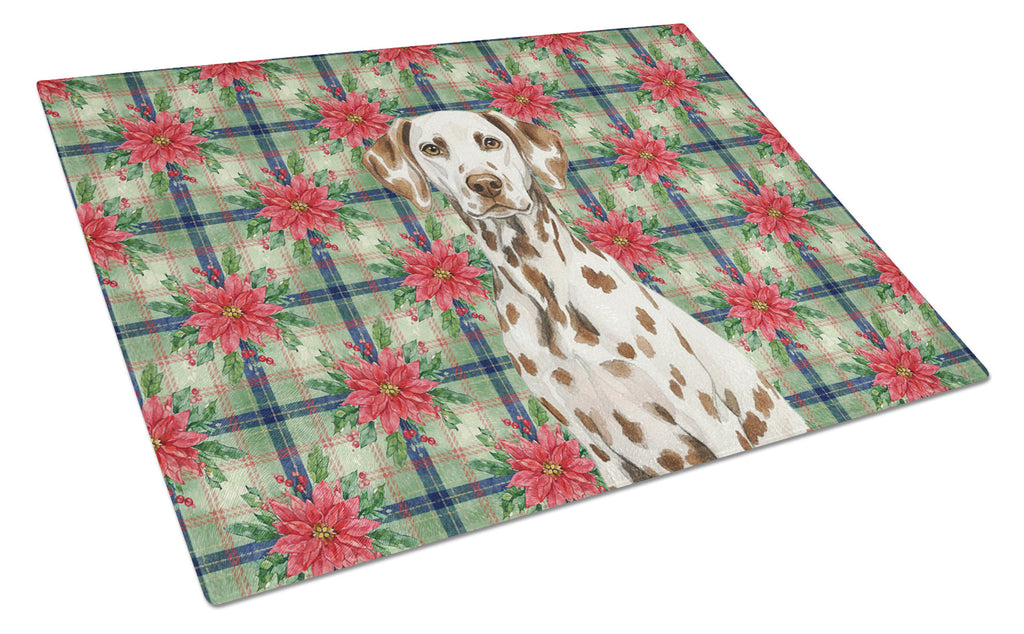 Liver Dalmatian Christmas PoinsettIas Cutting Board Tempered Glass Kitchen Cutting Surface, Heat Resistant Chopping, Non-Slip Feet, Food Prep & Serving