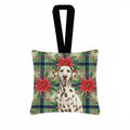 Liver Dalmatian Christmas PoinsettIas Hanging Square Fabric Ornament 3.5 � 3.5 Decorative Door-Knob & Tree Hanger, Soft Fabric
