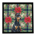 Doberman Pinscher Christmas PoinsettIas Framed Metal Print Bathroom, Kitchen, Office, Home Decor Wall Art Ready to Hang, Square, 8X8