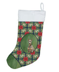 Fawn Doberman Pinscher Christmas PoinsettIas Holiday Stocking Double-Sided Print, Polyester Suede,11x18, Made in USA