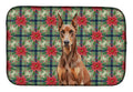 Red Doberman Pinscher Christmas PoinsettIas Dish Drying Mat Absorbent Dish Drying Mat Pad for Kitchen Counter Dish Drainer Mat for Countertop, 14 x 21", Multicolor