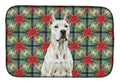 Dogo Argentino Christmas PoinsettIas Dish Drying Mat Absorbent Dish Drying Mat Pad for Kitchen Counter Dish Drainer Mat for Countertop, 14 x 21", Multicolor