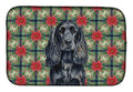 Black English Cocker Spaniel Christmas PoinsettIas Dish Drying Mat Absorbent Dish Drying Mat Pad for Kitchen Counter Dish Drainer Mat for Countertop, 14 x 21", Multicolor
