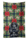 Black English Cocker Spaniel Christmas PoinsettIas Kitchen Towel Velour Plush Front and Cotton Loop Back Machine Washable