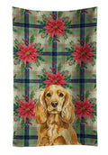 Golden English Cocker Spaniel Christmas PoinsettIas Kitchen Towel Velour Plush Front and Cotton Loop Back Machine Washable