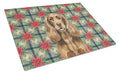 Liver English Cocker Spaniel Christmas PoinsettIas Cutting Board Tempered Glass Kitchen Cutting Surface, Heat Resistant Chopping, Non-Slip Feet, Food Prep & Serving