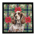 Liver Roan English Cocker Spaniel Christmas PoinsettIas Framed Metal Print Bathroom, Kitchen, Office, Home Decor Wall Art Ready to Hang, Square, 8X8