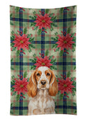 Orange Roan English Cocker Spaniel Christmas PoinsettIas Kitchen Towel Velour Plush Front and Cotton Loop Back Machine Washable