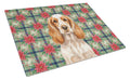 Orange Roan English Cocker Spaniel Christmas PoinsettIas Cutting Board Tempered Glass Kitchen Cutting Surface, Heat Resistant Chopping, Non-Slip Feet, Food Prep & Serving