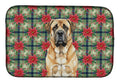 Apricot English Mastiff Christmas PoinsettIas Dish Drying Mat Absorbent Dish Drying Mat Pad for Kitchen Counter Dish Drainer Mat for Countertop, 14 x 21", Multicolor
