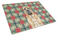 Apricot English Mastiff Christmas PoinsettIas Cutting Board Tempered Glass Kitchen Cutting Surface, Heat Resistant Chopping, Non-Slip Feet, Food Prep & Serving