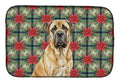 Fawn English Mastiff Christmas PoinsettIas Dish Drying Mat Absorbent Dish Drying Mat Pad for Kitchen Counter Dish Drainer Mat for Countertop, 14 x 21", Multicolor