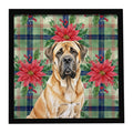 Fawn English Mastiff Christmas PoinsettIas Framed Metal Print Bathroom, Kitchen, Office, Home Decor Wall Art Ready to Hang, Square, 8X8