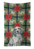 Blue Belton English Setter Christmas PoinsettIas Kitchen Towel Velour Plush Front and Cotton Loop Back Machine Washable