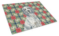 Blue Belton English Setter Christmas PoinsettIas Cutting Board Tempered Glass Kitchen Cutting Surface, Heat Resistant Chopping, Non-Slip Feet, Food Prep & Serving