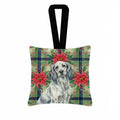 Blue Belton English Setter Christmas PoinsettIas Hanging Square Fabric Ornament 3.5 � 3.5 Decorative Door-Knob & Tree Hanger, Soft Fabric