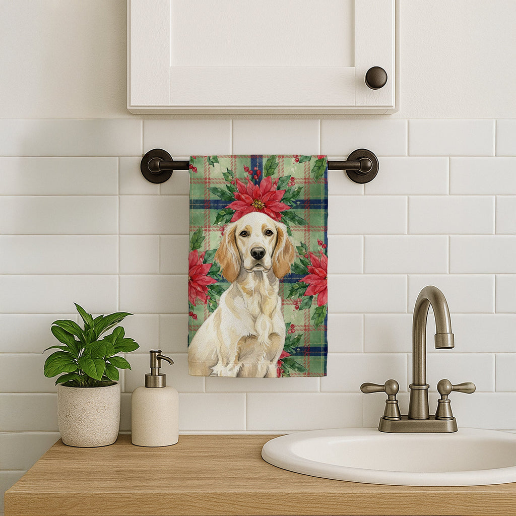 Lemon Belton English Setter Christmas PoinsettIas Kitchen Towel Velour Plush Front and Cotton Loop Back Machine Washable