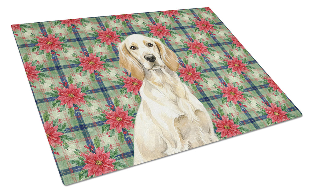 Lemon Belton English Setter Christmas PoinsettIas Cutting Board Tempered Glass Kitchen Cutting Surface, Heat Resistant Chopping, Non-Slip Feet, Food Prep & Serving