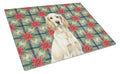 Lemon Belton English Setter Christmas PoinsettIas Cutting Board Tempered Glass Kitchen Cutting Surface, Heat Resistant Chopping, Non-Slip Feet, Food Prep & Serving