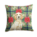 Lemon Belton English Setter Christmas PoinsettIas Decorative Throw Pillow 18x18 Indoor Outdoor Accent Cushion, Fabric Cover with Insert for Sofa, Bed, Porch & Living Room