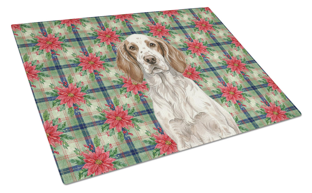 Liver Belton English Setter Christmas PoinsettIas Cutting Board Tempered Glass Kitchen Cutting Surface, Heat Resistant Chopping, Non-Slip Feet, Food Prep & Serving