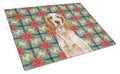 Orange Belton English Setter Christmas PoinsettIas Cutting Board Tempered Glass Kitchen Cutting Surface, Heat Resistant Chopping, Non-Slip Feet, Food Prep & Serving