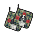 Black and White English Springer Spaniel Christmas PoinsettIas Pot Holder Set of 2 Heat Resistant Quilted Hot Pads 7.5 x 7.5 Inch, Insulated Kitchen Trivets for Cooking & Baking