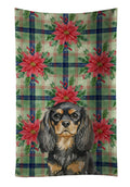 Black and Tan English Toy Spaniel Christmas PoinsettIas Kitchen Towel Velour Plush Front and Cotton Loop Back Machine Washable