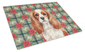 Blenheim English Toy Spaniel Christmas PoinsettIas Cutting Board Tempered Glass Kitchen Cutting Surface, Heat Resistant Chopping, Non-Slip Feet, Food Prep & Serving