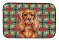 Ruby English Toy Spaniel Christmas PoinsettIas Dish Drying Mat Absorbent Dish Drying Mat Pad for Kitchen Counter Dish Drainer Mat for Countertop, 14 x 21", Multicolor