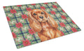 Ruby English Toy Spaniel Christmas PoinsettIas Cutting Board Tempered Glass Kitchen Cutting Surface, Heat Resistant Chopping, Non-Slip Feet, Food Prep & Serving