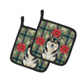 Finnish Lapphund Christmas PoinsettIas Pot Holder Set of 2 Heat Resistant Quilted Hot Pads 7.5 x 7.5 Inch, Insulated Kitchen Trivets for Cooking & Baking